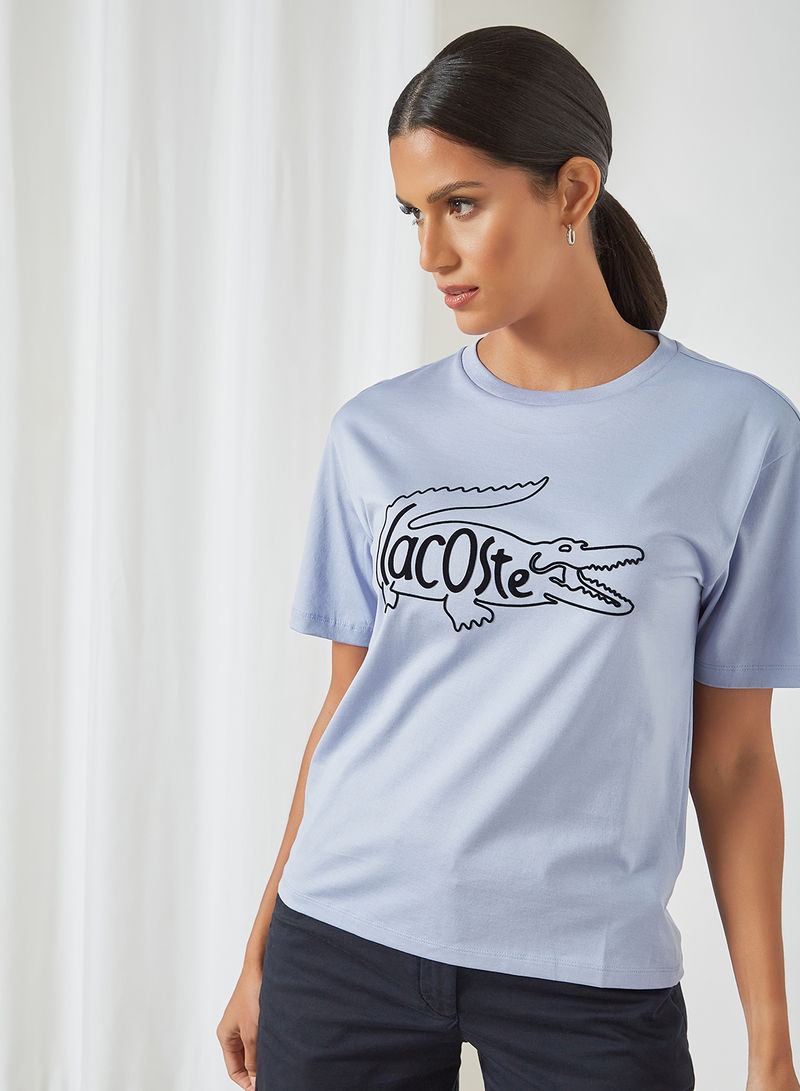 Crocodile Print Cotton T-Shirt Freesia