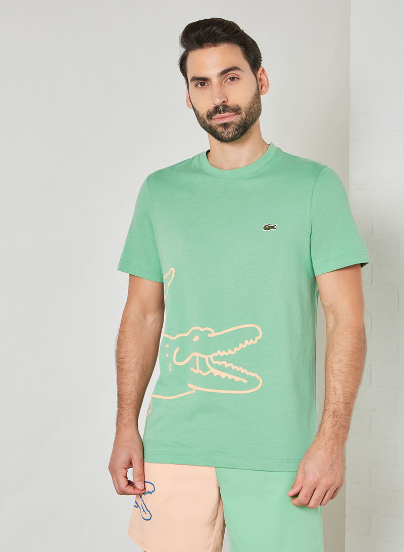 Crocodile Print Organic Cotton T-Shirt Green