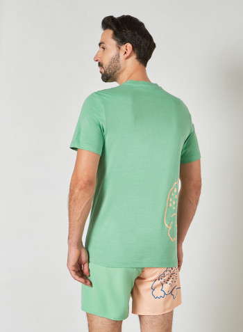 Crocodile Print Organic Cotton T-Shirt Green