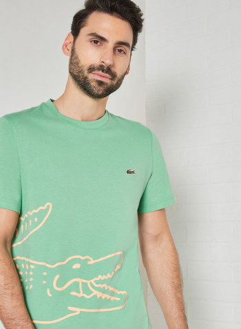 Crocodile Print Organic Cotton T-Shirt Green