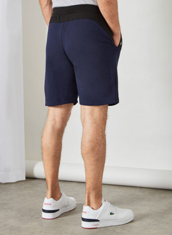 Contrast Accent Fleece Shorts كحلي