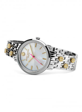 Women's Silver Bracelet Watch With White Mother Of Pearl Dial
