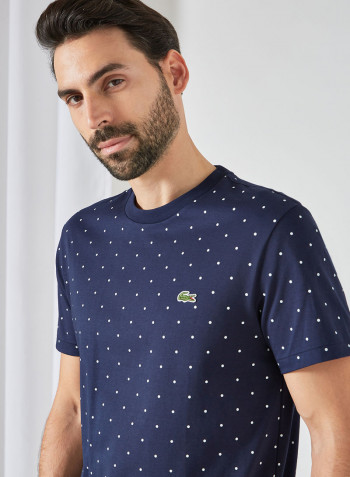 All-Over Dot Print T-Shirt Navy Blue