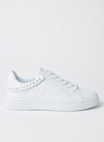 Riyan All-Over Logo Engraved Sneakers White