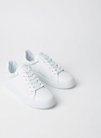 Riyan All-Over Logo Engraved Sneakers White