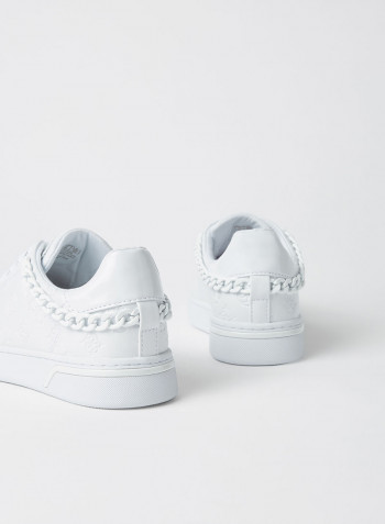 Riyan All-Over Logo Engraved Sneakers White