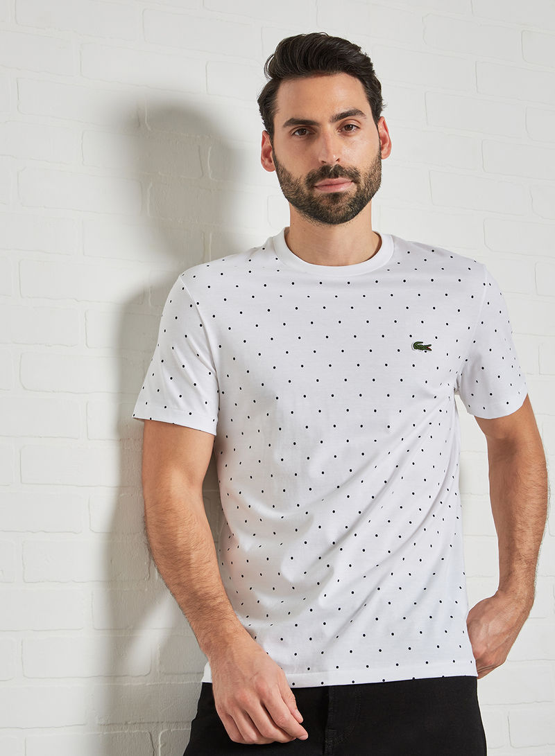 All-Over Dot Print T-Shirt White