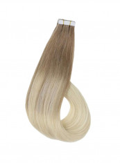 20-Piece Straight Human Hair Extension Brown/Blonde 22inch