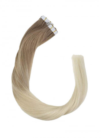 20-Piece Straight Human Hair Extension Brown/Blonde 22inch