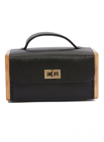 Flap Closure Satchel Bag Black