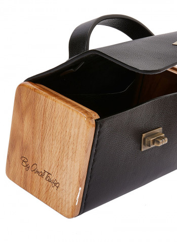 Flap Closure Satchel Bag Black