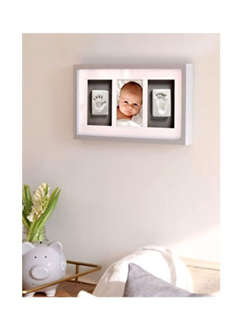 Handprint And Footprint Desktop Photo Frame Grey/White/Brown 16.56x9.50x1.38inch
