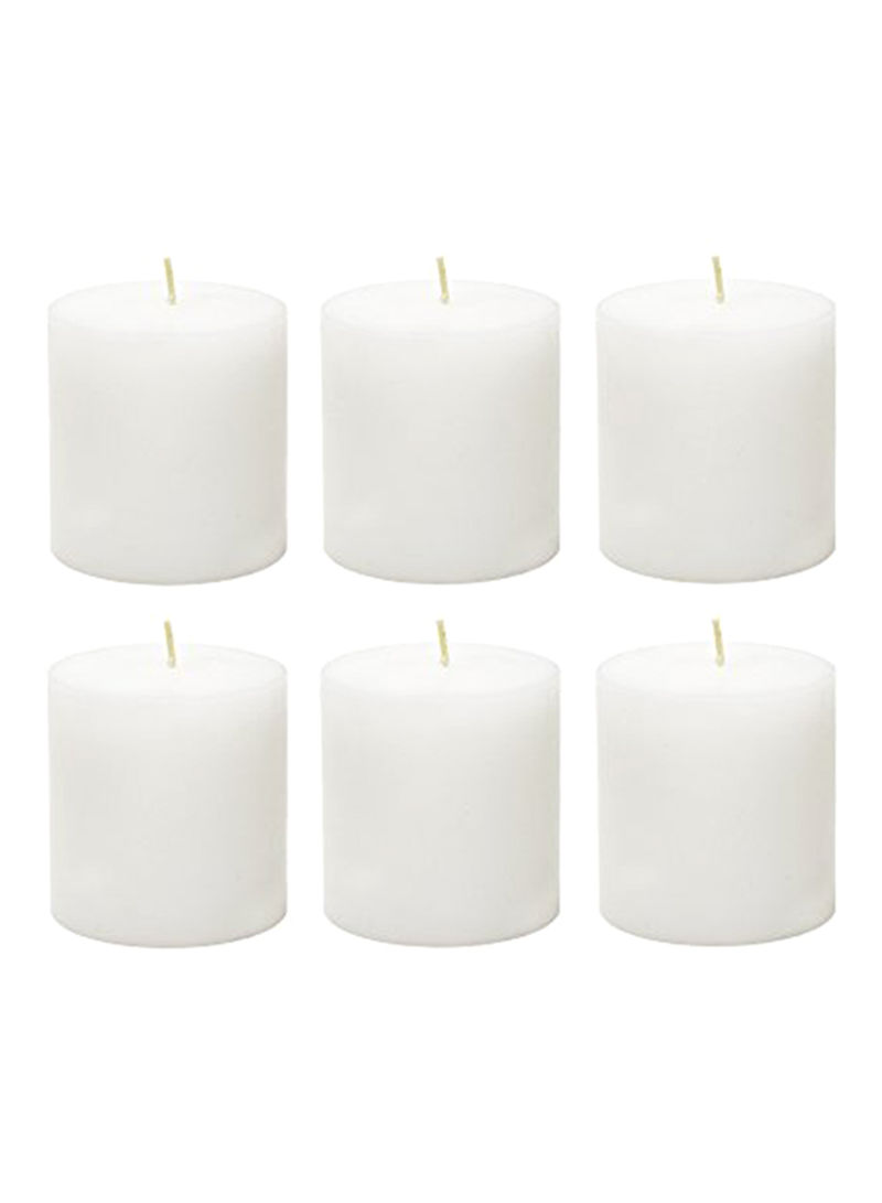 Set of 6 Hand Poured Round Unscented Premium Pillar Candles White 3x3x3inch