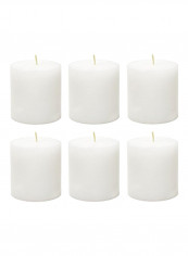 Set of 6 Hand Poured Round Unscented Premium Pillar Candles White 3x3x3inch