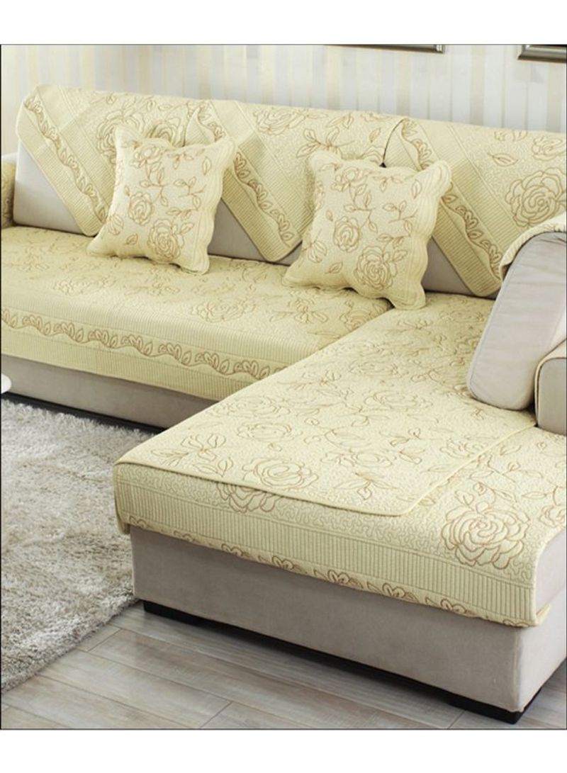 Anti-Slip Floral Pattern Sofa Slipcover Light Yellow