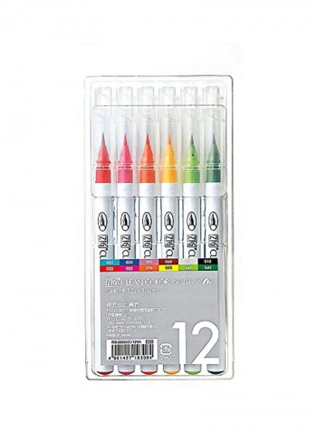 12-Piece Zig Clean Colour Real Brush Markers Multicolour