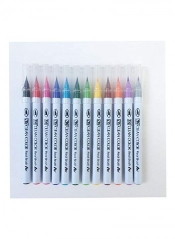 12-Piece Zig Clean Colour Real Brush Markers Multicolour