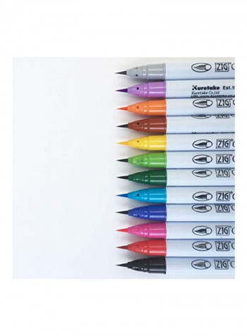 12-Piece Zig Clean Colour Real Brush Markers Multicolour