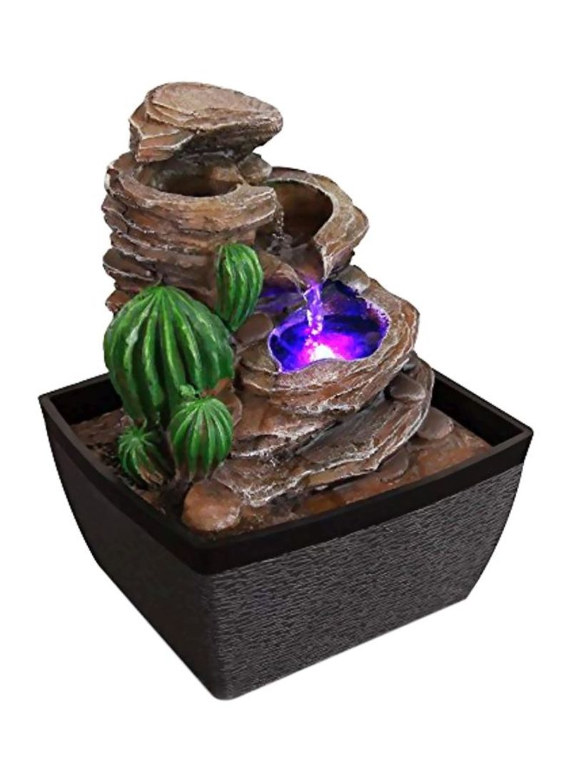 3-Tier Tabletop Water Fountain Brown/Green/Blue 4.7x6.7x5.1inch