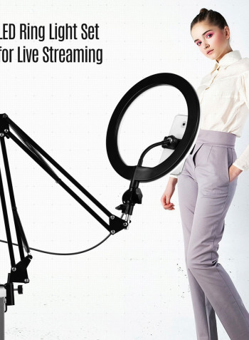LED Ring Light With Flexible Stand Black