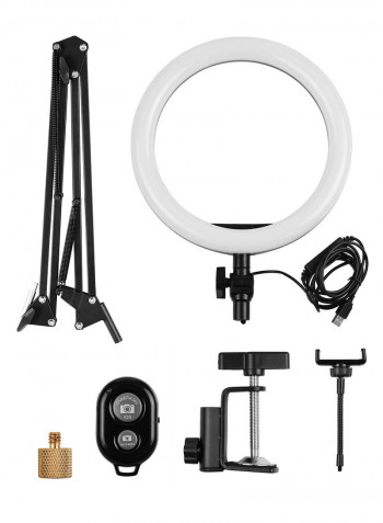 LED Ring Light With Flexible Stand Black