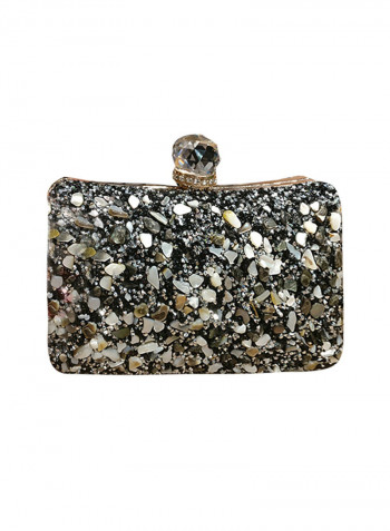 Stones Full Pattern Diamante Luxury Party Bag Black