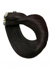 20-Piece Remy Straight Tape In Hair Extensions Black 16inch