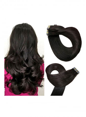 20-Piece Remy Straight Tape In Hair Extensions Black 16inch