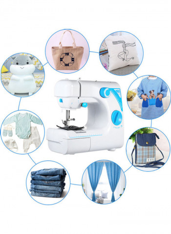 Portable Electric Sewing Machine With Foot Pedal White/Blue 27.5x12.5x26cm