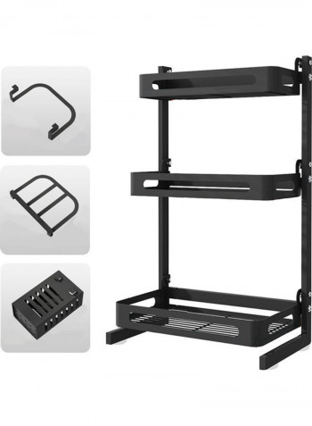 3-Tier Freestanding Shelf Organizer Utensil Holder Black 63x11x24.5cm