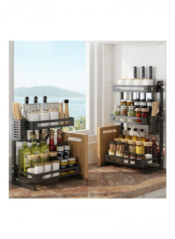 3-Tier Freestanding Shelf Organizer Utensil Holder Black 63x11x24.5cm