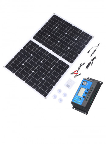 Flexible Solar Panel With USB LED Display Controller Kit Black/White/Blue 55 x 43centimeter