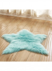 1-Piece Rug Star Shaped Solid Color European Style Floor Home Floor Mat Blue One Size