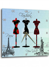 New York Fashion Dress Forms Wall Clock Multicolour 15x15inch
