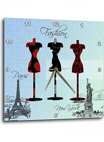 New York Fashion Dress Forms Wall Clock Multicolour 15x15inch