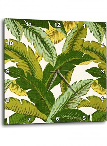 Tropical Palm Fronds Motif Wall Clock Multicolour 15 X 15inch