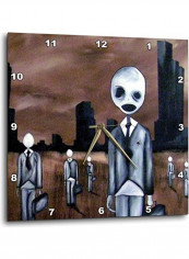 Creepy Businessmen Printed Wall Clock Multicolour 15 x 15inch