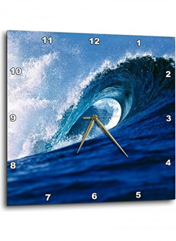 Surfing Waves Printed Analog Wall Clock Blue/White 15x15x0.1inch