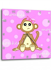 Baby Monkey Printed Wall Clock Pink 15x15inch