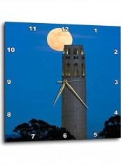 Moon And Coit Tower Printed Wall Clock Multicolour 15x15x0.1inch