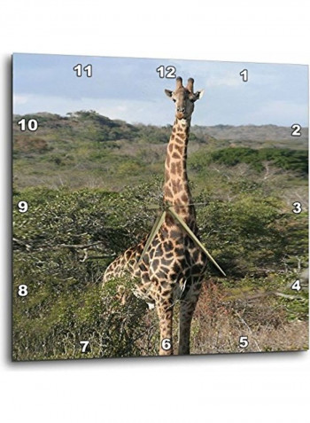 South African Giraffe Printed Wall Clock Multicolour 15x15x0.1inch