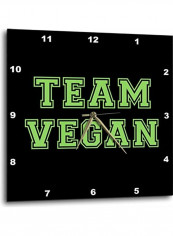 Team Vegan Fun-Green Text Font On Black Wall Clock Black/Green 15x15inch