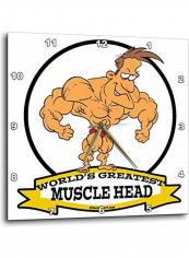 Worlds Greatest Muscle Head Men Cartoon Wall Clock Multicolour 15 X 15inch