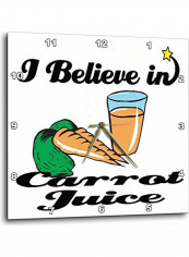 I Believe in Carrot Juice Printed Analog Wall Clock White/Black/Orange 15x15x0.1inch