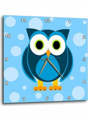 Cute Blue Owl On Light Blue Background Wall Clock Blue 15 X 15inch