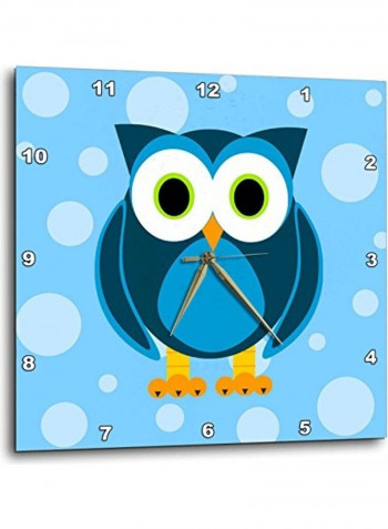 Cute Blue Owl On Light Blue Background Wall Clock Blue 15 X 15inch