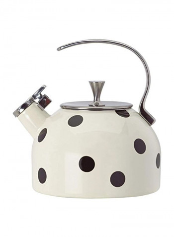Deco Dot Tea Kettle White/Silver/Brown 8x7x7inch