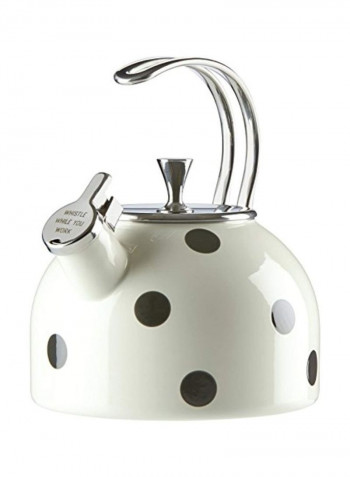 Deco Dot Tea Kettle White/Silver/Brown 8x7x7inch