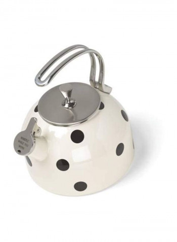 Deco Dot Tea Kettle White/Silver/Brown 8x7x7inch