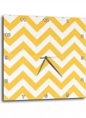 Zig Zag Stripes Printed Wall Clock White/Yellow 15x15x0.1inch